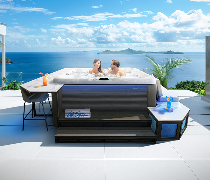 Calspas hot tub being used in a family setting - Carlsbad